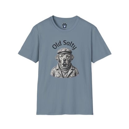 Old Salty Dog Shirt unisex crew-neck tee with vintage fisherman dog sketch
