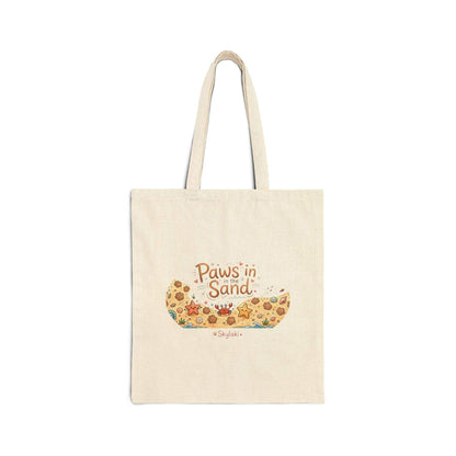 Durable Paws In the Sand Dog beach Tote with coastal paw print design