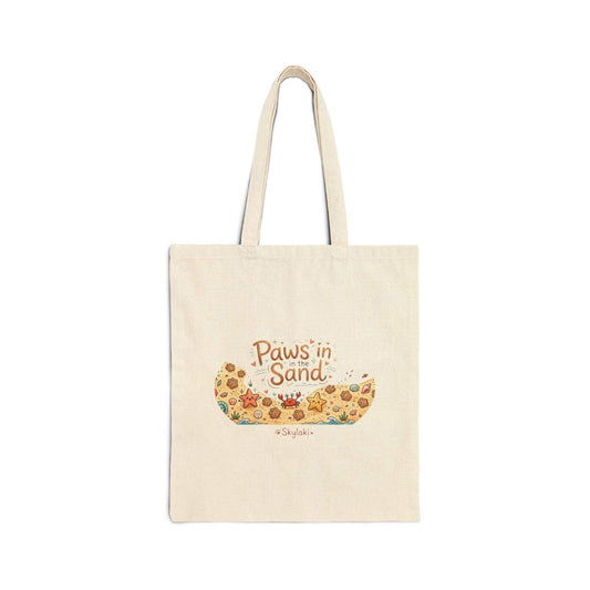 Durable Paws In the Sand Dog beach Tote with coastal paw print design