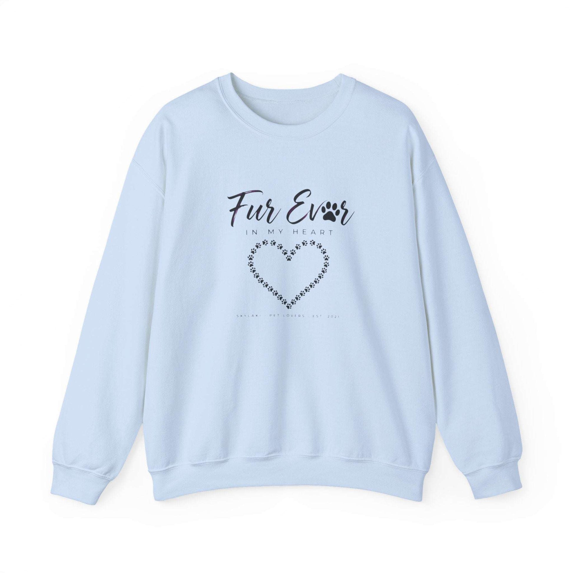 unisex pet memorial sweatshirt with embroidered heart and script text
