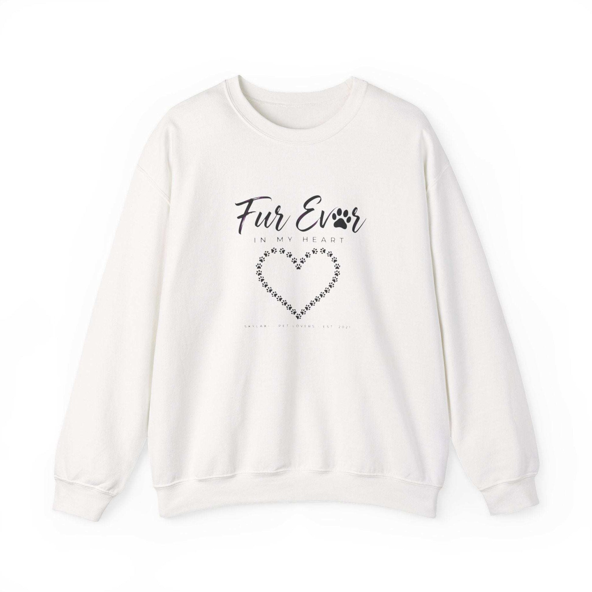 Unisex pet memorial sweatshirt with embroidered heart and script text