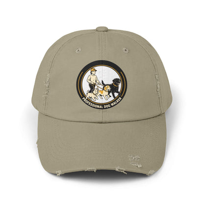Professional dog walker baseball cap with distressed cotton and dog artwork