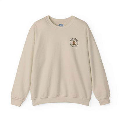 Ruff Riders Dog Sweatshirt with embroidered back graphic on a small dog