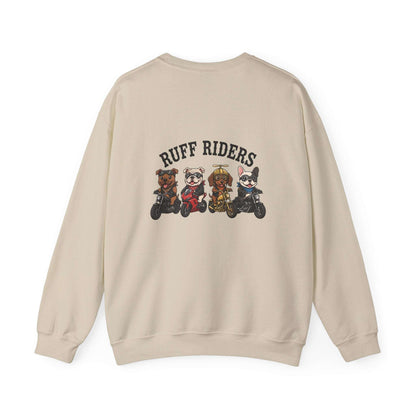 Ruff Riders dog sweatshirt by Skylaki with bold back print and embroidered details