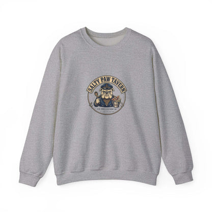 unisex salty paw tavern sweatshirt with embroidered sailor-dog emblem