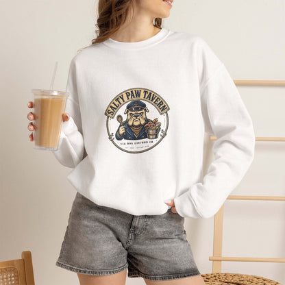 Unisex Salty Paw Tavern Sweatshirt with embroidered sailor dog emblem