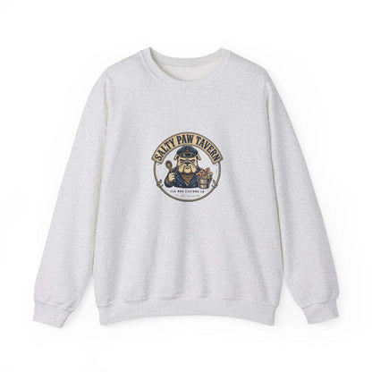 Salty Paw Tavern unisex sweatshirt with embroidered sailor dog design