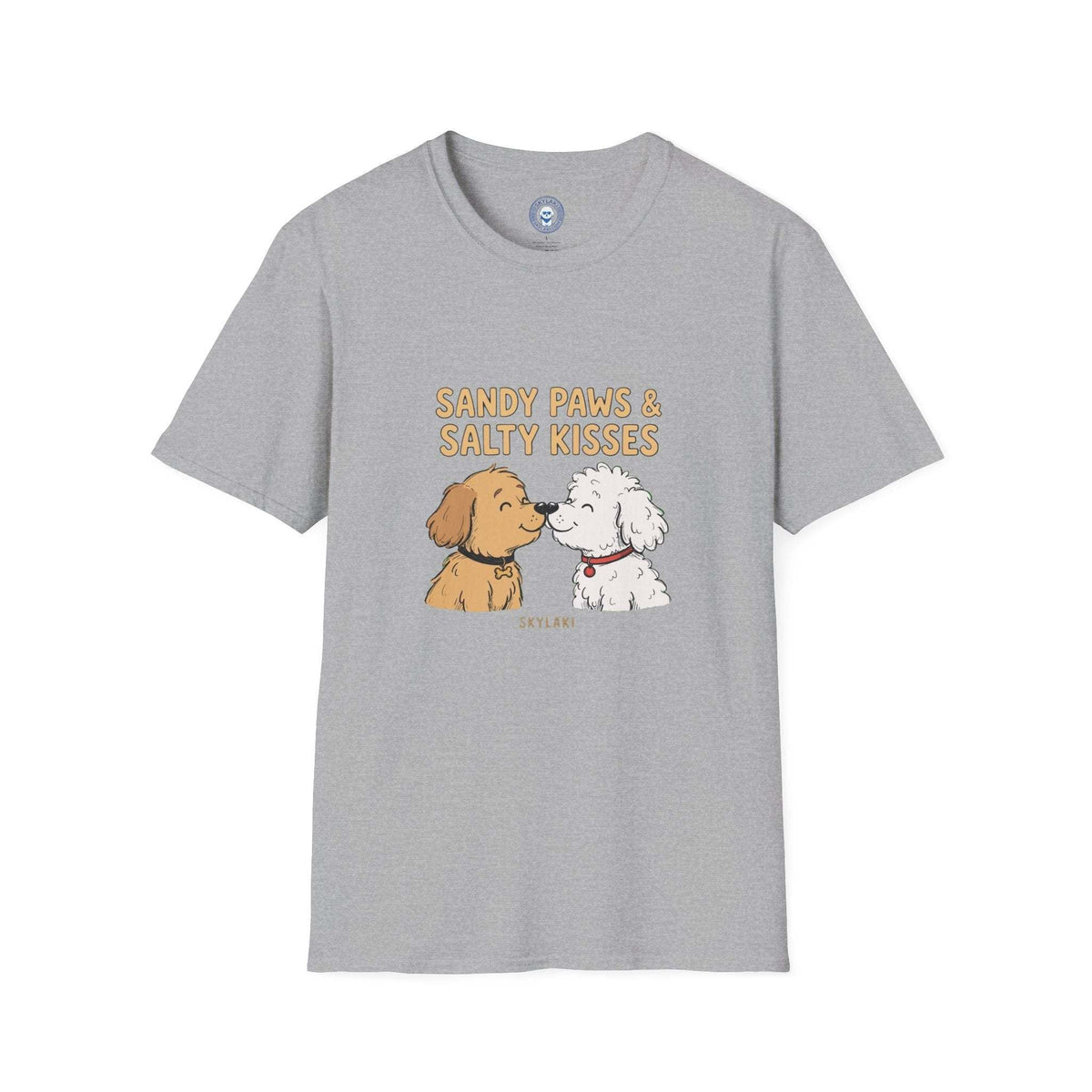 Sandy Paws Salty Kisses seaside dog shirt design by Skylaki