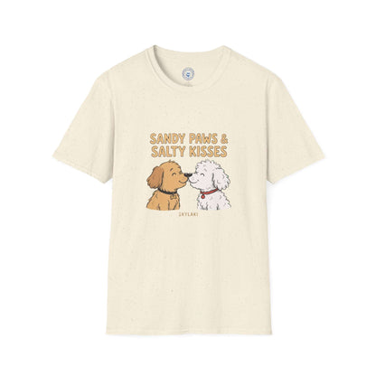 Sandy Paws Salty Kisses dog shirt seaside design by Skylaki