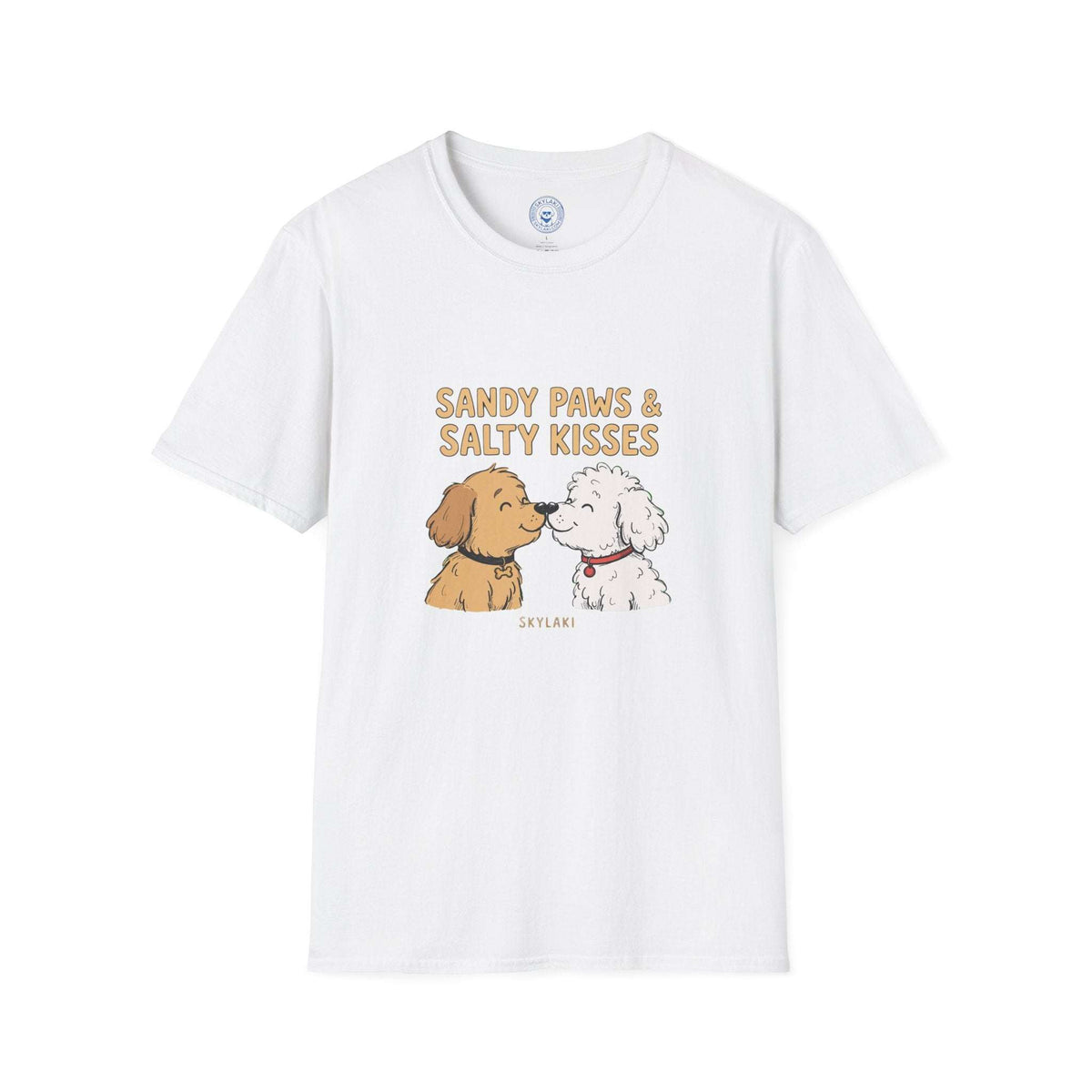 Sandy Paws Salty Kisses dog shirt with seaside dog design by Skylaki