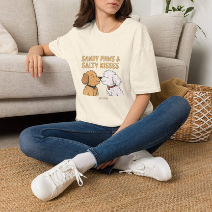 Sandy Paws Salty Kisses dog t-shirt with seaside design