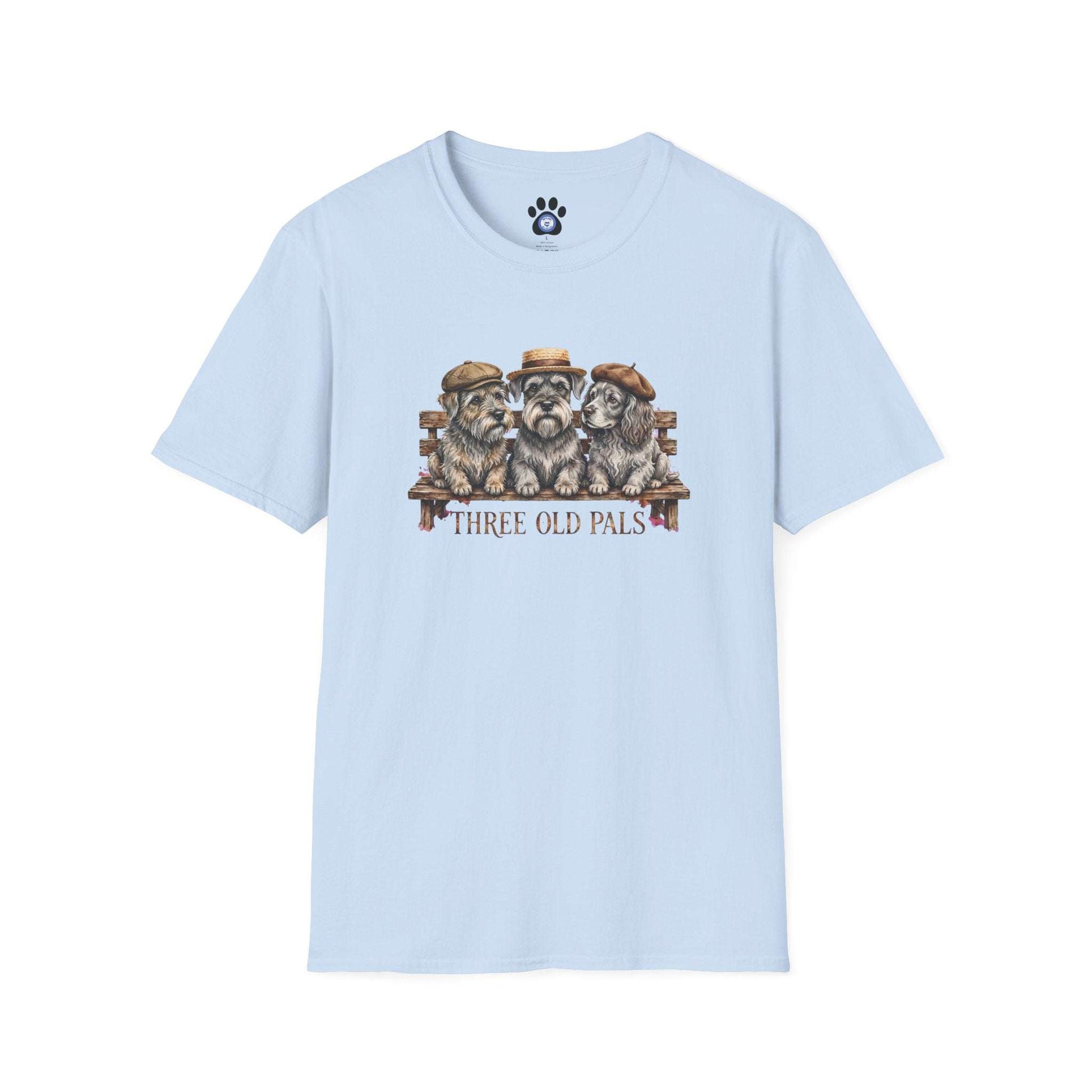 Three Old Pals Shirt vintage unisex tee featuring three scruffy companions on bench