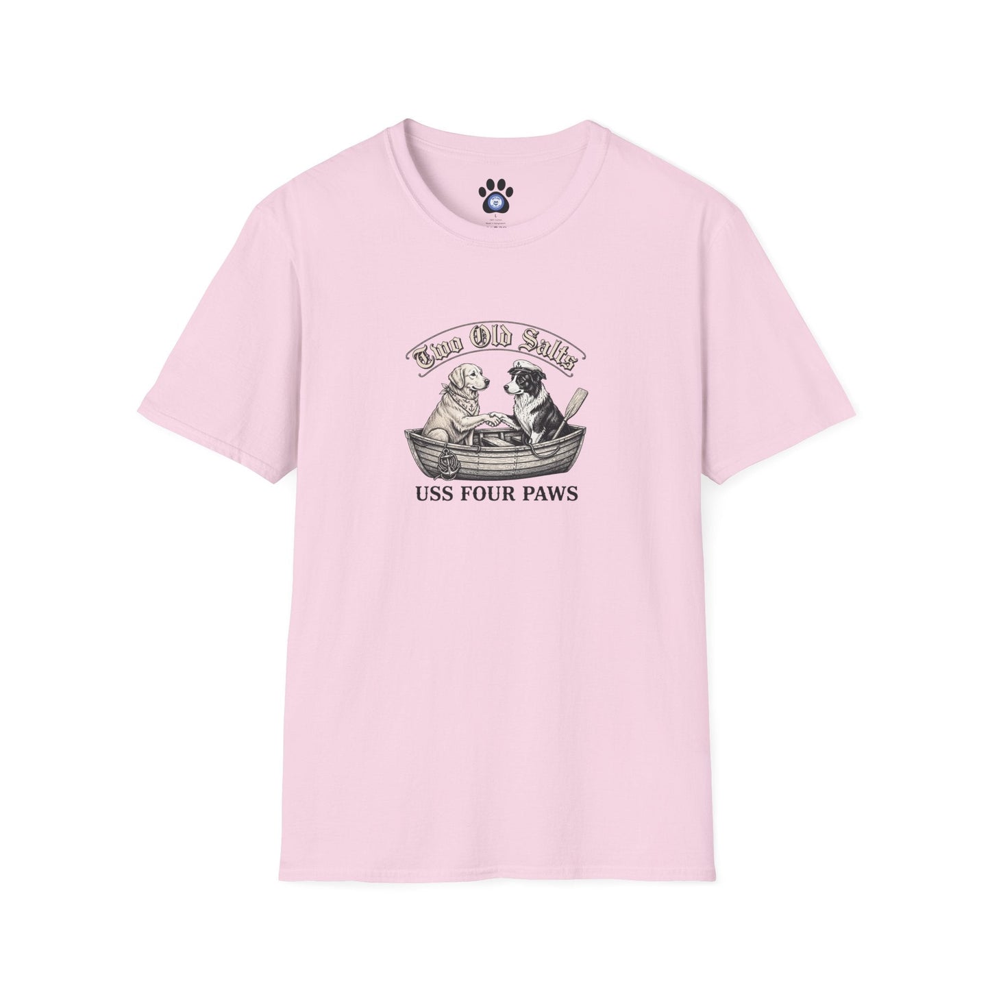 unisex two old salts dog shirt featuring nautical design with dogs in rowboat
