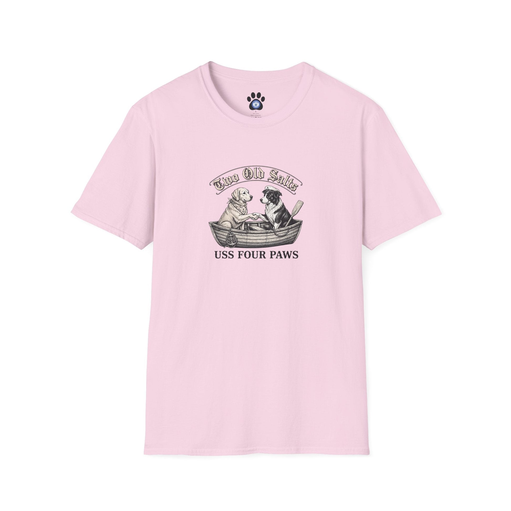 unisex two old salts dog shirt featuring nautical design with dogs in rowboat