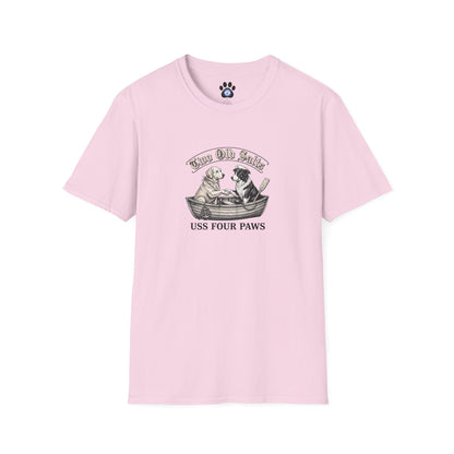 unisex two old salts dog shirt featuring nautical design with dogs in rowboat