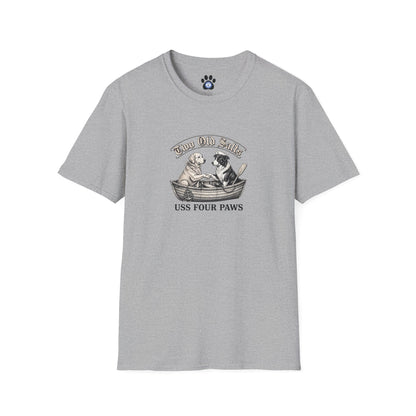 Two Old Salts Dog Shirt unisex nautical pet tee with two dogs in rowboat