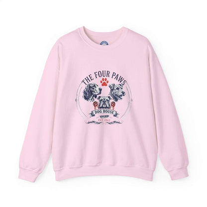 Vintage dog sweatshirt unisex with hand-drawn dog crest in white