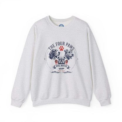 Unisex vintage dog sweatshirt with hand-drawn crest design