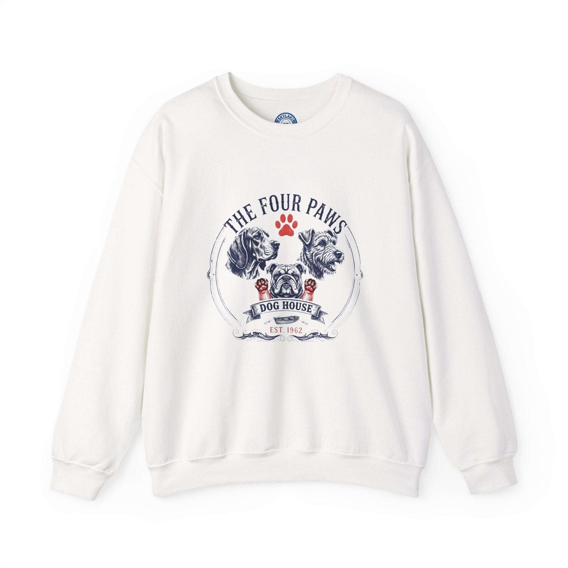 unisex vintage dog sweatshirt with hand-drawn crest by skylaki