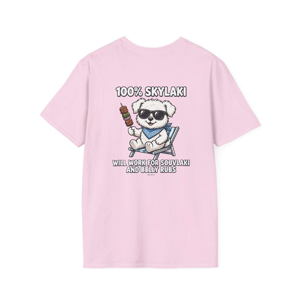 unisex will work for souvlaki dog shirt with paw print