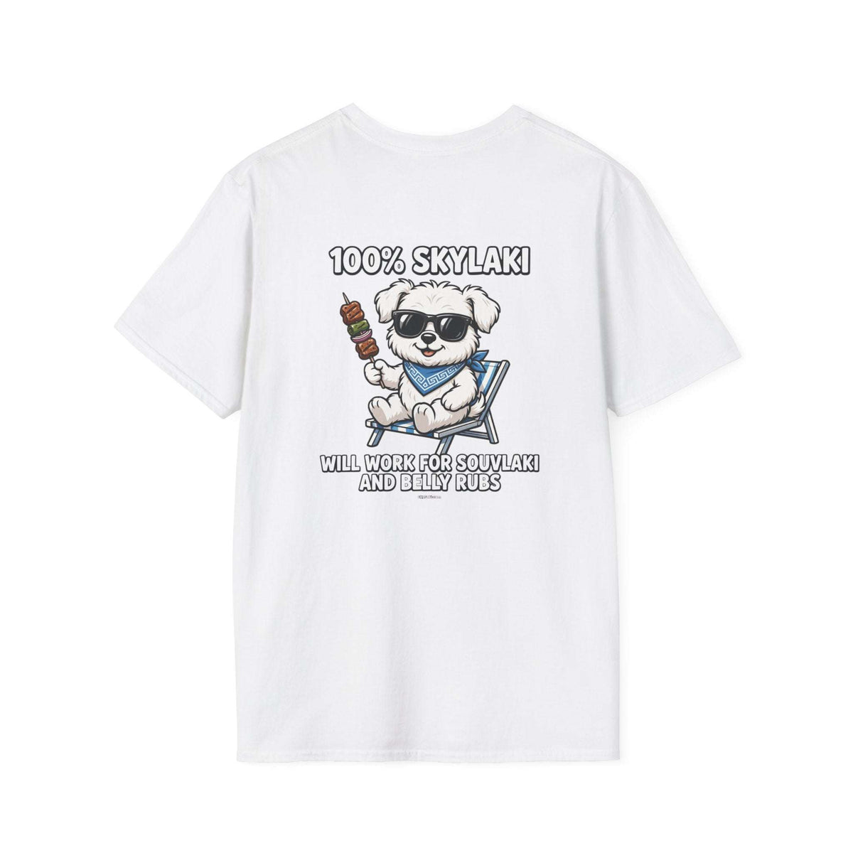 Unisex Will Work for Souvlaki Dog Shirt with paw print design
