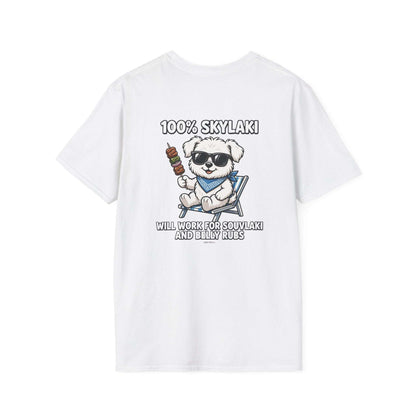 Unisex Will Work for Souvlaki Dog Shirt with paw print design